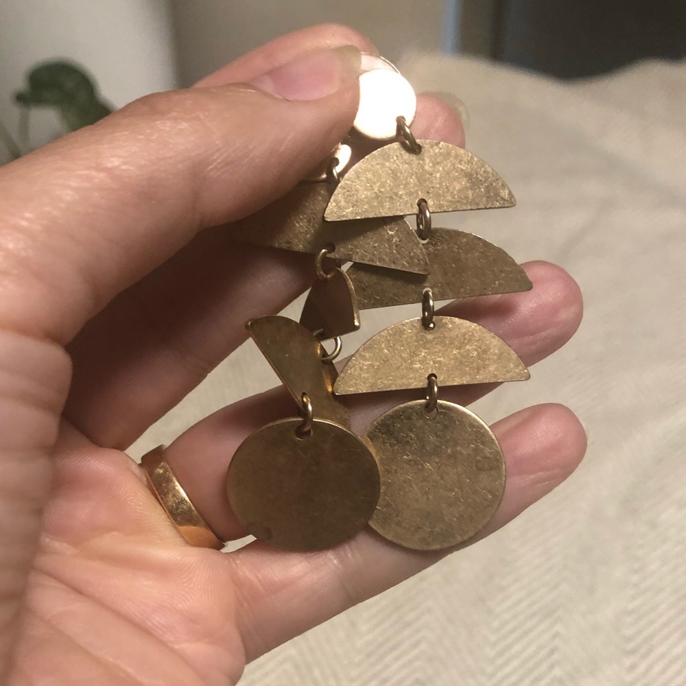 shapes gold brass UA dangle earrings